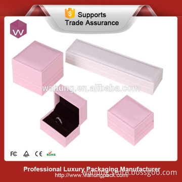 Pink leather jewelry box for ring necklace bracelet earring